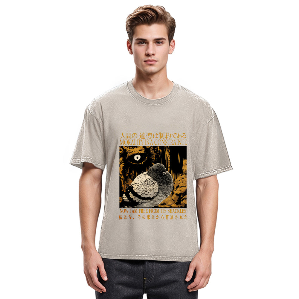 Tokyosol Morality Is A Constraint Funny Pigeon Washed T Shirt