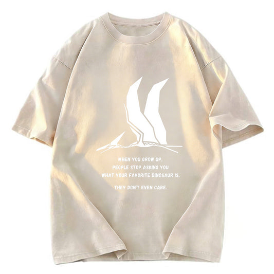 Tokyosol Funny Dinosaur Washed T Shirt