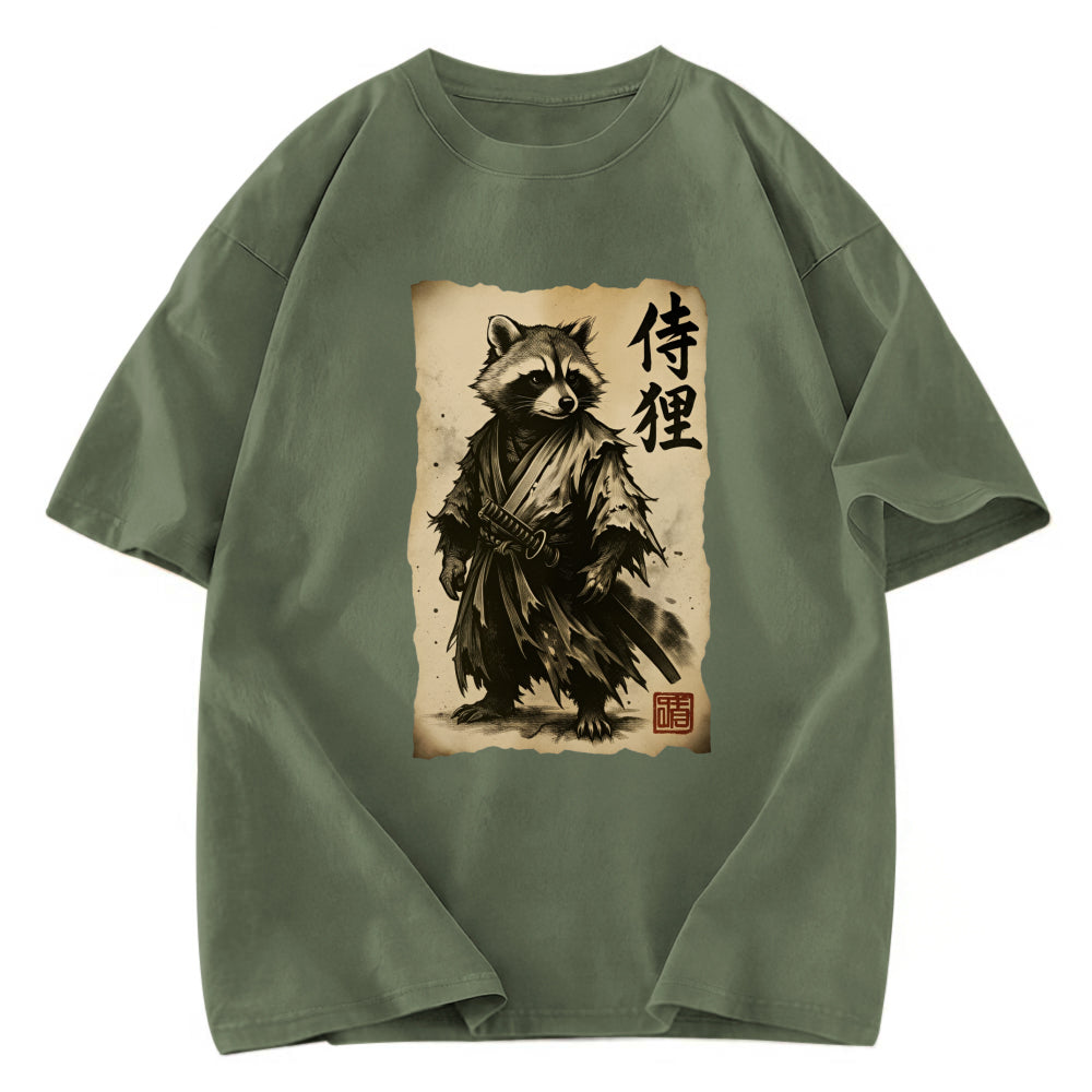Tokyosol Samurai Raccoon Washed T Shirt