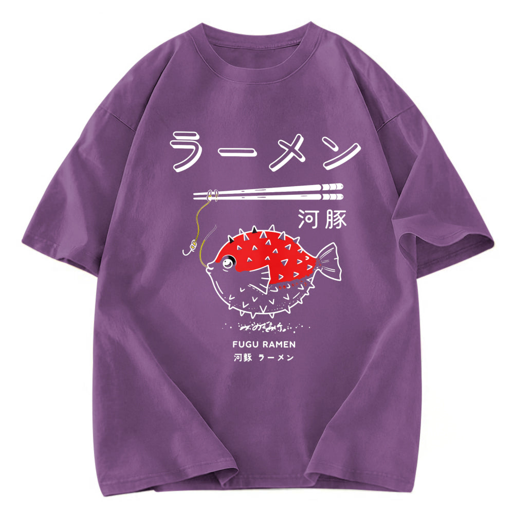 Tokyosol Fugu Ramen Japanese Retro Print Jean T Shirt