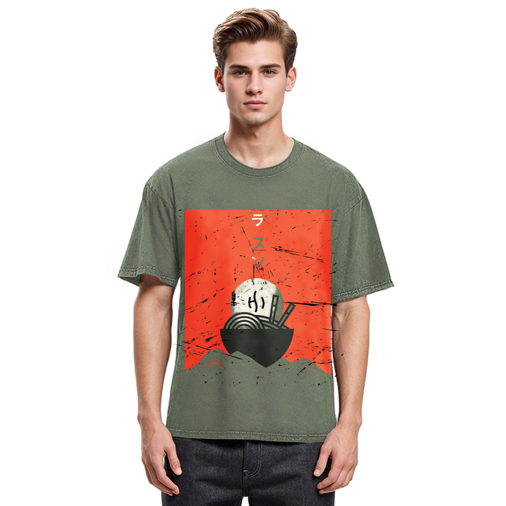 Tokyosol Vintage Japanese Anime Ramen Washed T Shirt