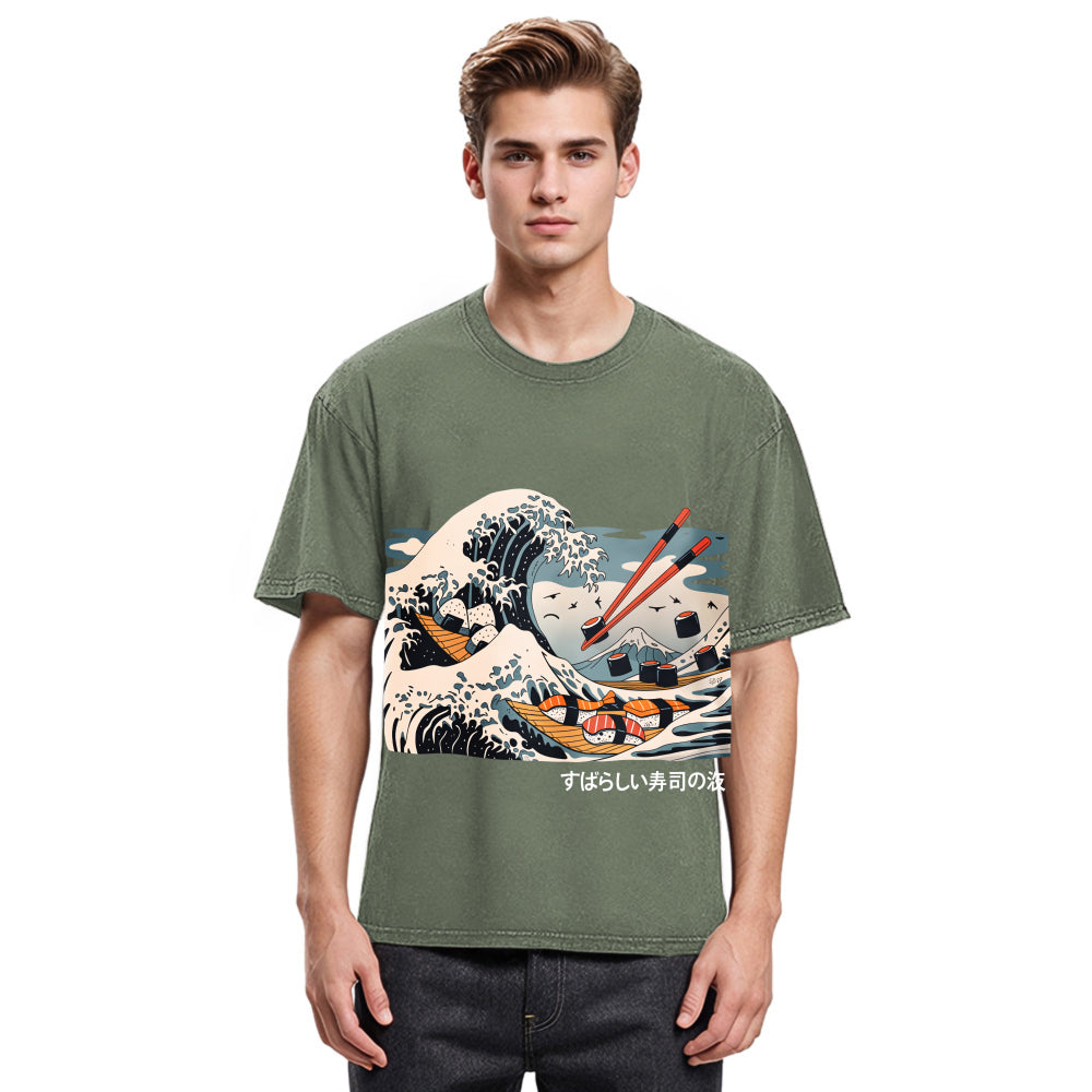 Tokyosol The Great Sushi Wave Washed T Shirt