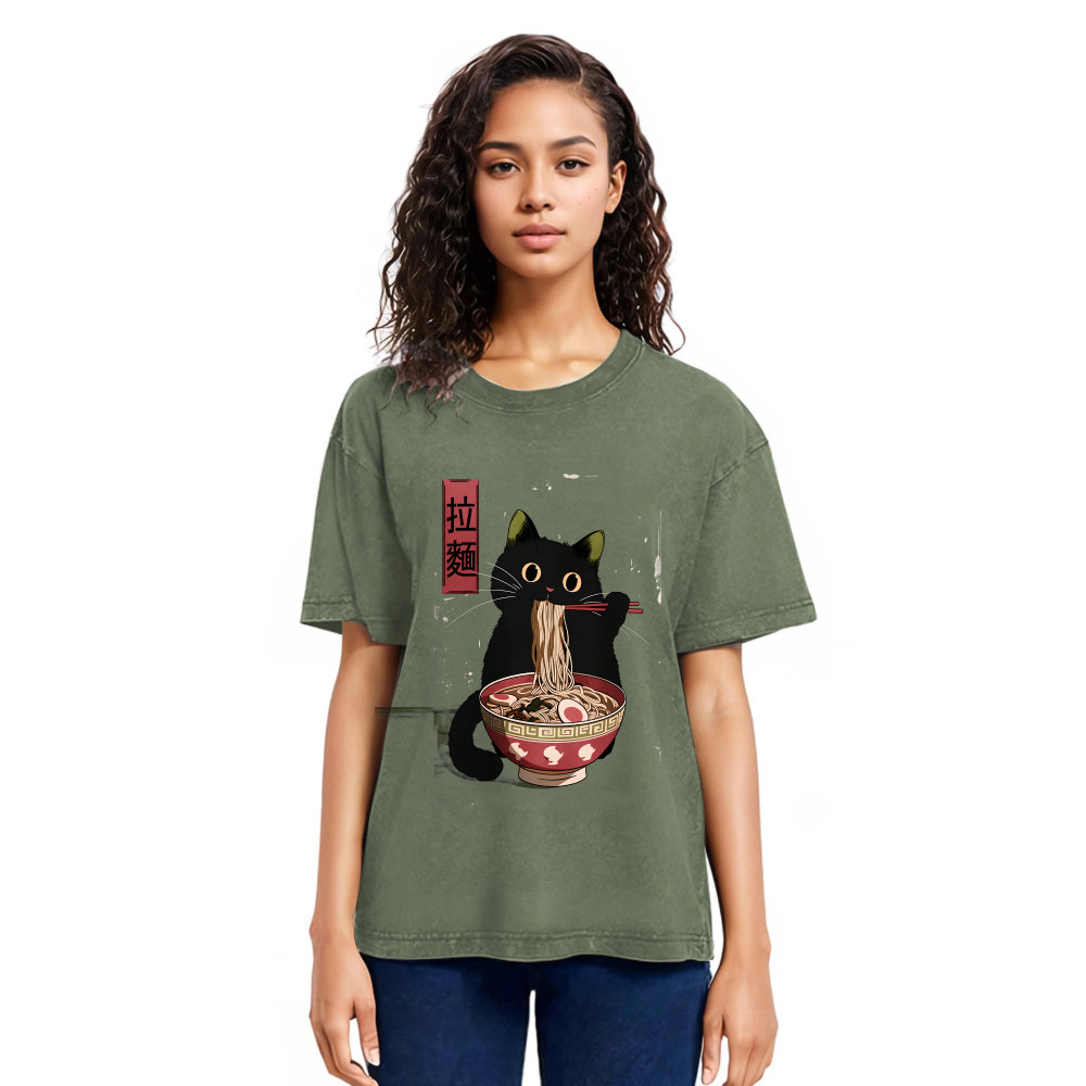Tokyosol Vintage Japanese Cat Washed T-Shirt