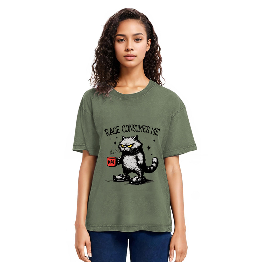 Tokyosol Rage Consumes Me Cat Washed T Shirt