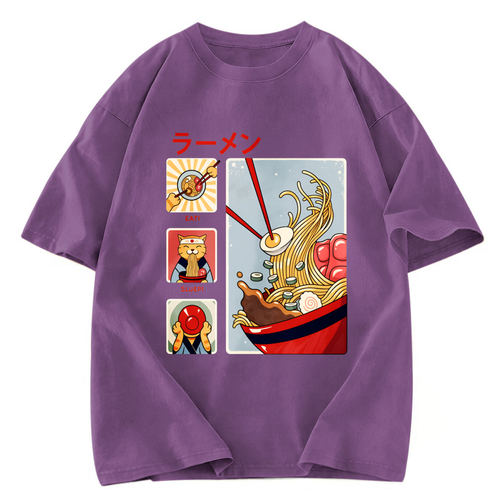 Tokyosol Making Ramen Steps To Cats Washed T-Shirt