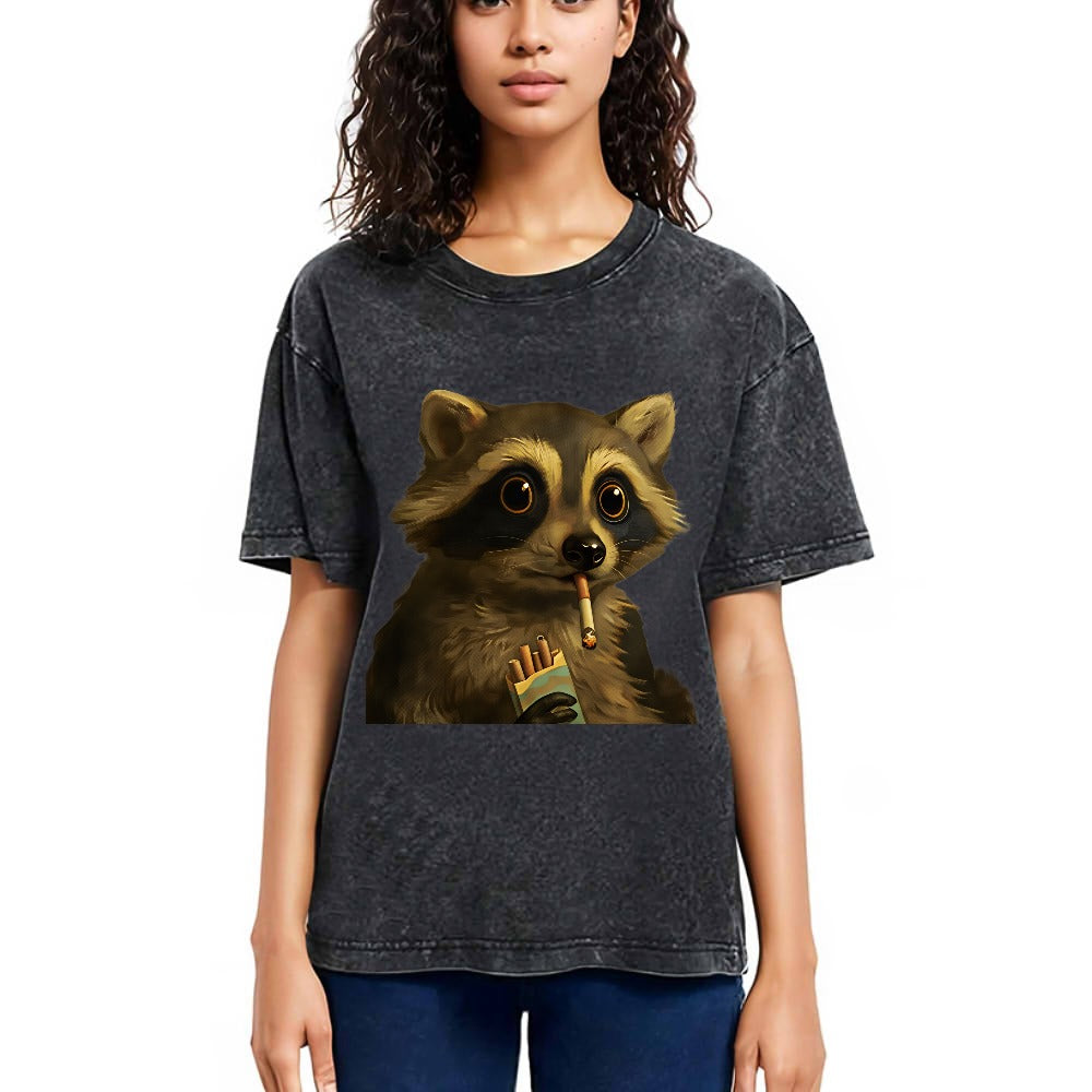 Tokyosol Smoking Raccon Washed T Shirt