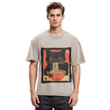 Tokyosol Kawaii Japanese Ramen Cat Vintage Washed T Shirt