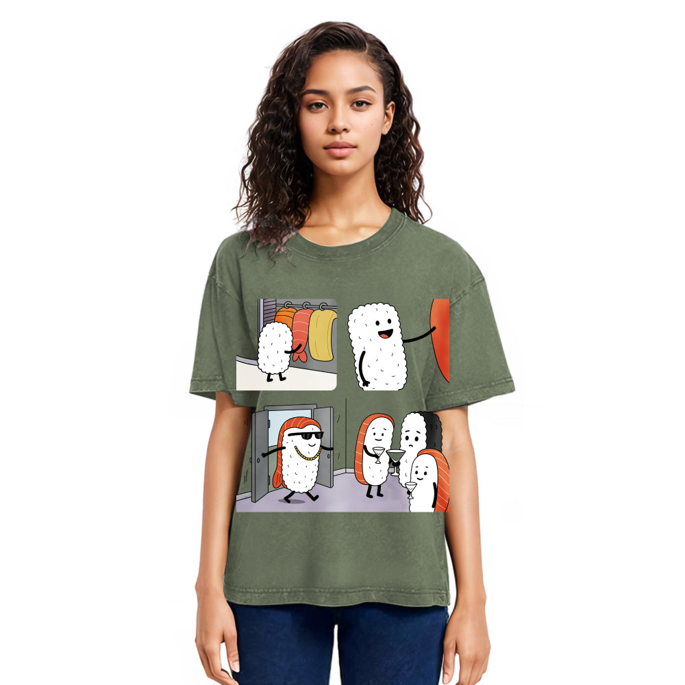 Tokyosol Sushi At The Party Washed T Shirt