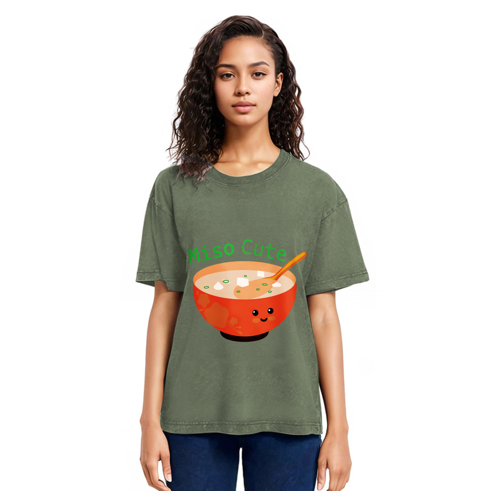 Tokyosol Miso Cute Washed Zip T Shirt
