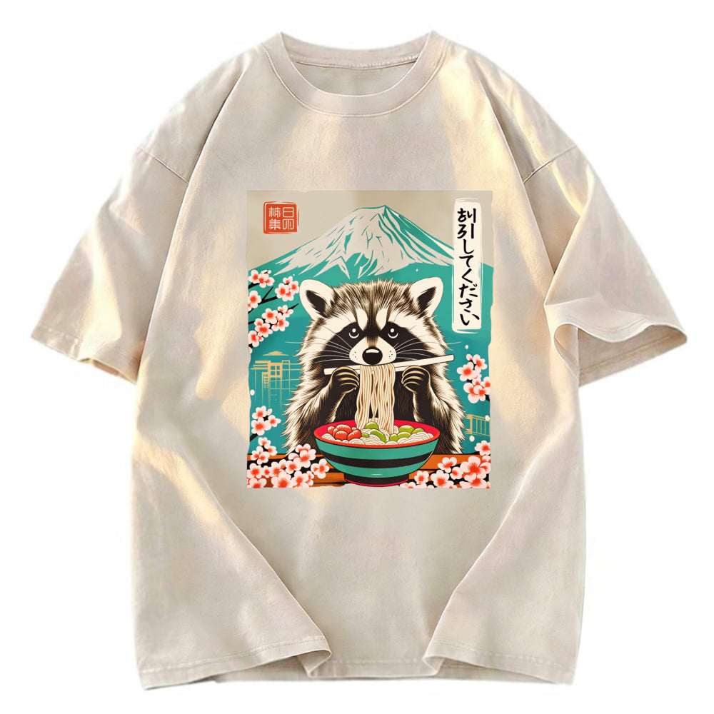 Tokyosol Please Give Raccoon A Discount Washed T Shirt