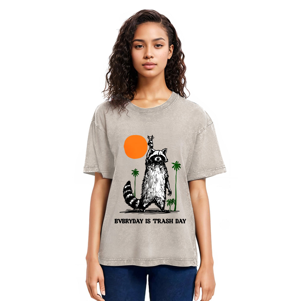 Tokyosol Everyday Is Trash Day Raccoon Washed T Shirt