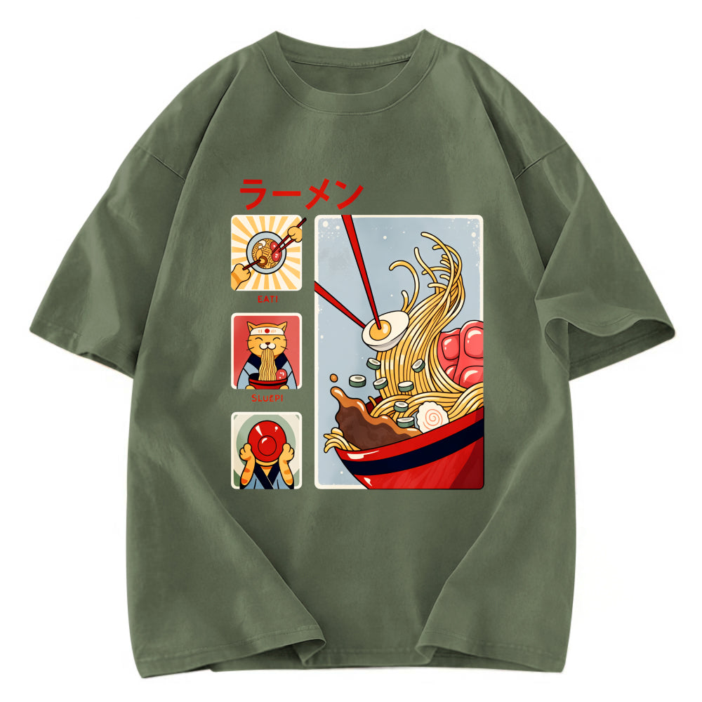 Tokyosol Making Ramen Steps To Cats Washed T-Shirt