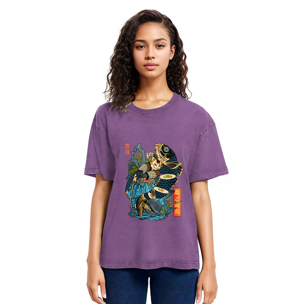 Tokyosol Neko Sushi Washed T Shirt