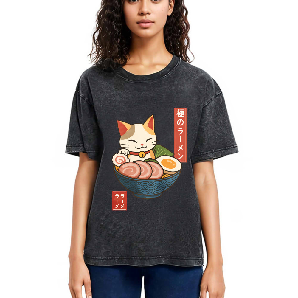Tokyosol Neko Ramen Washed T Shirt