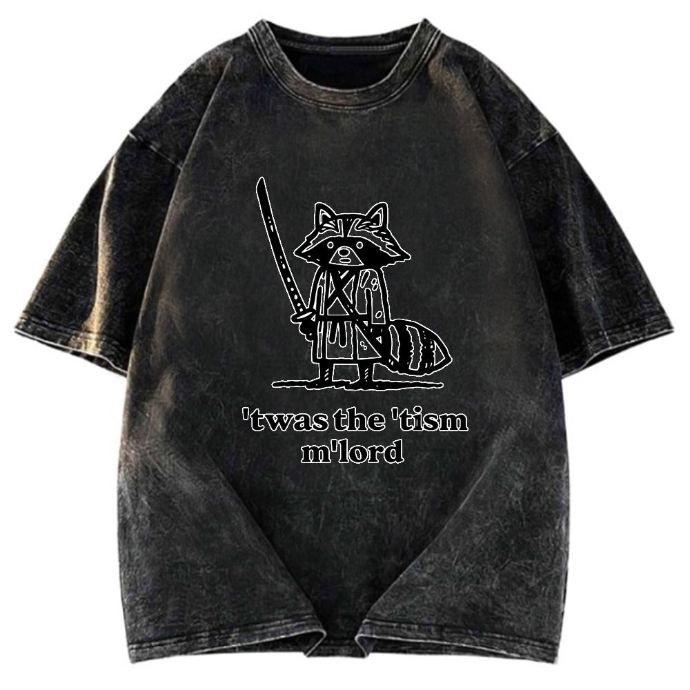 Tokyosol Focused Samurai Raccoon Washed T Shirt