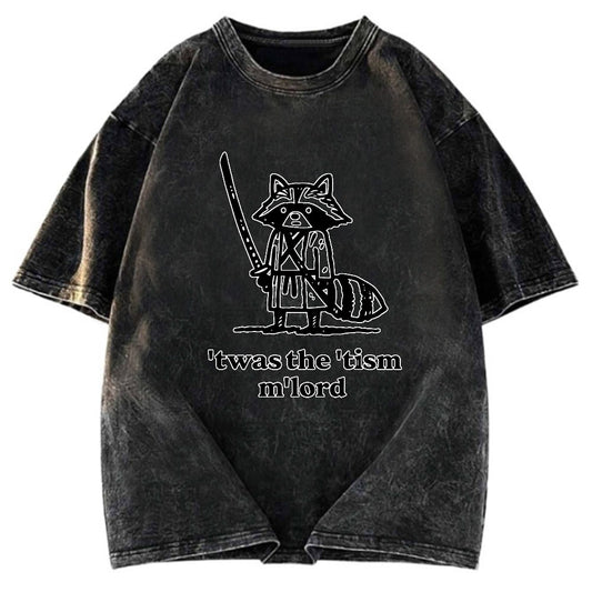 Tokyosol Focused Samurai Raccoon Washed T Shirt