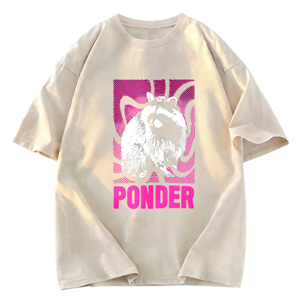 Tokyosol Ponder Raccoon Washed T Shirt