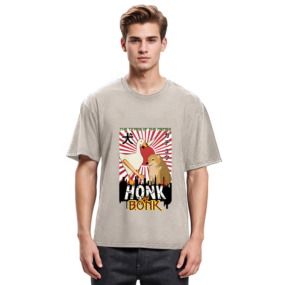 Tokyosol Honk Vs Bonk Meme Washed T Shirt