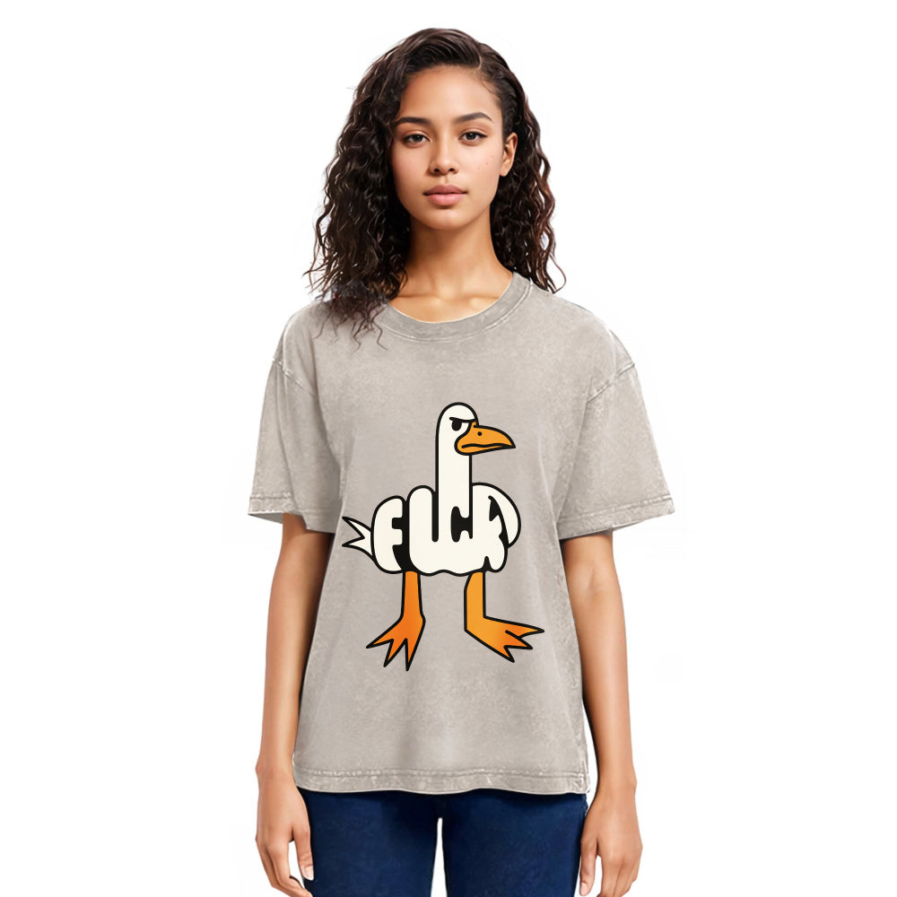 Tokyosol Angry Goose Funny Washed T Shirt