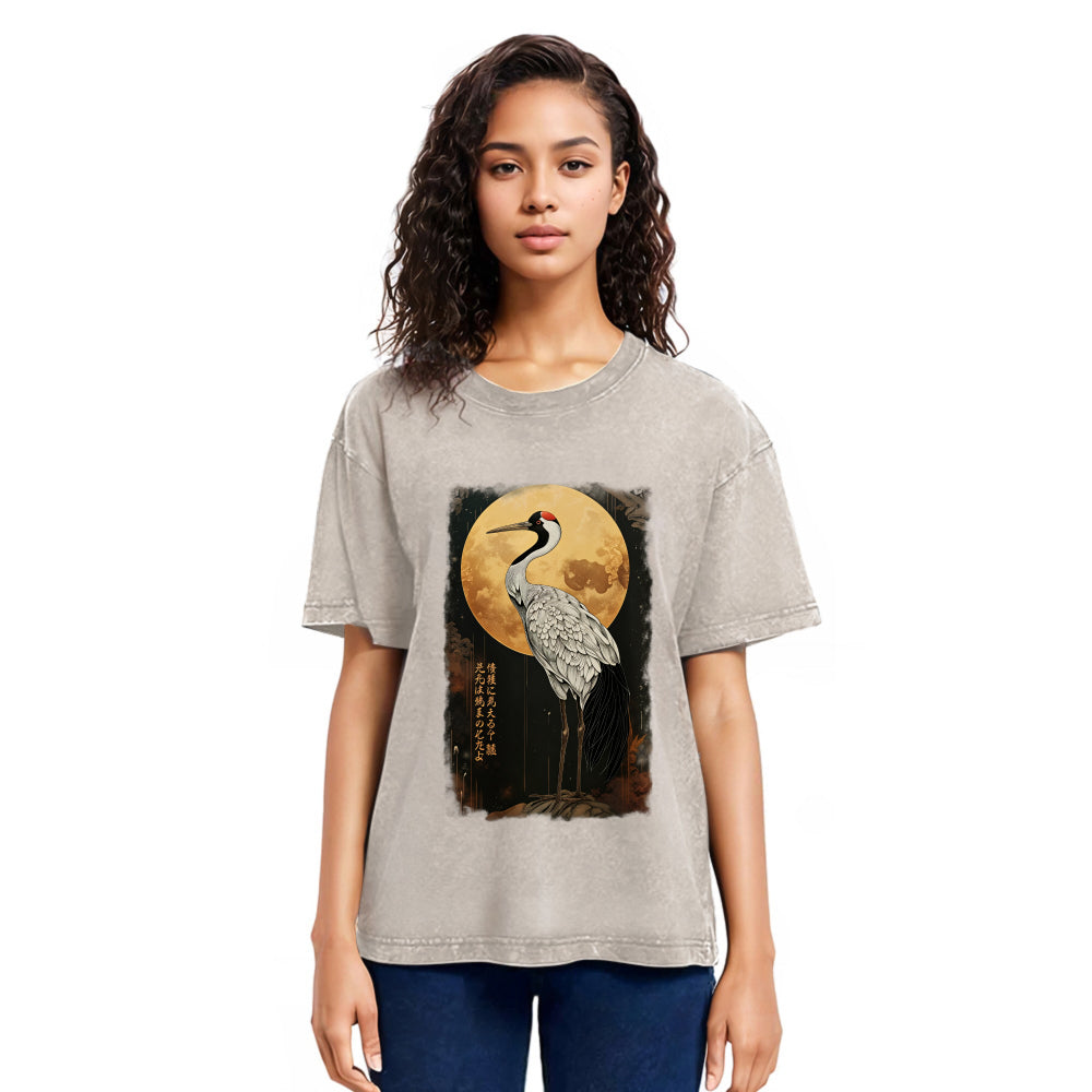 Tokyosol Vintage Japanese Crane Kanji Washed T Shirt