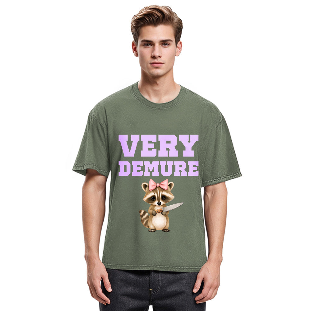 Tokyosol Very Demure Raccoon Washed T Shirt