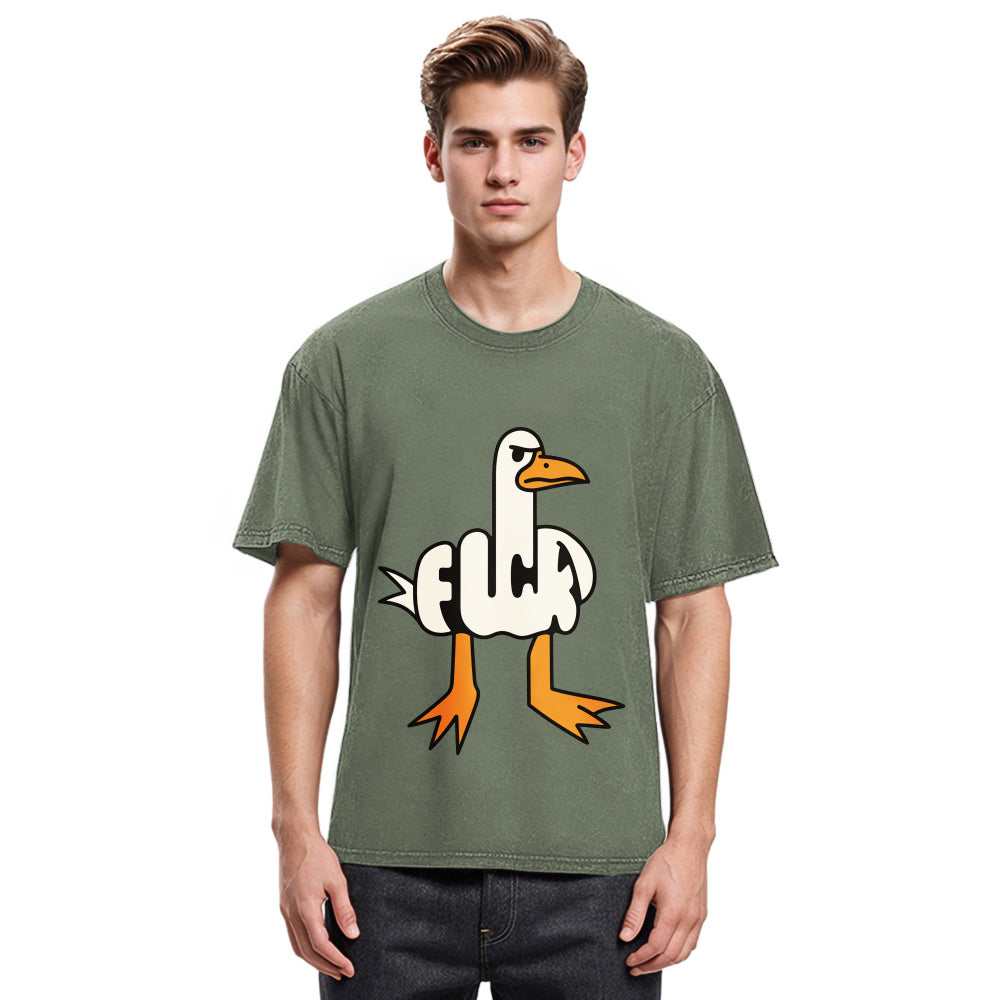Tokyosol Angry Goose Funny Washed T Shirt