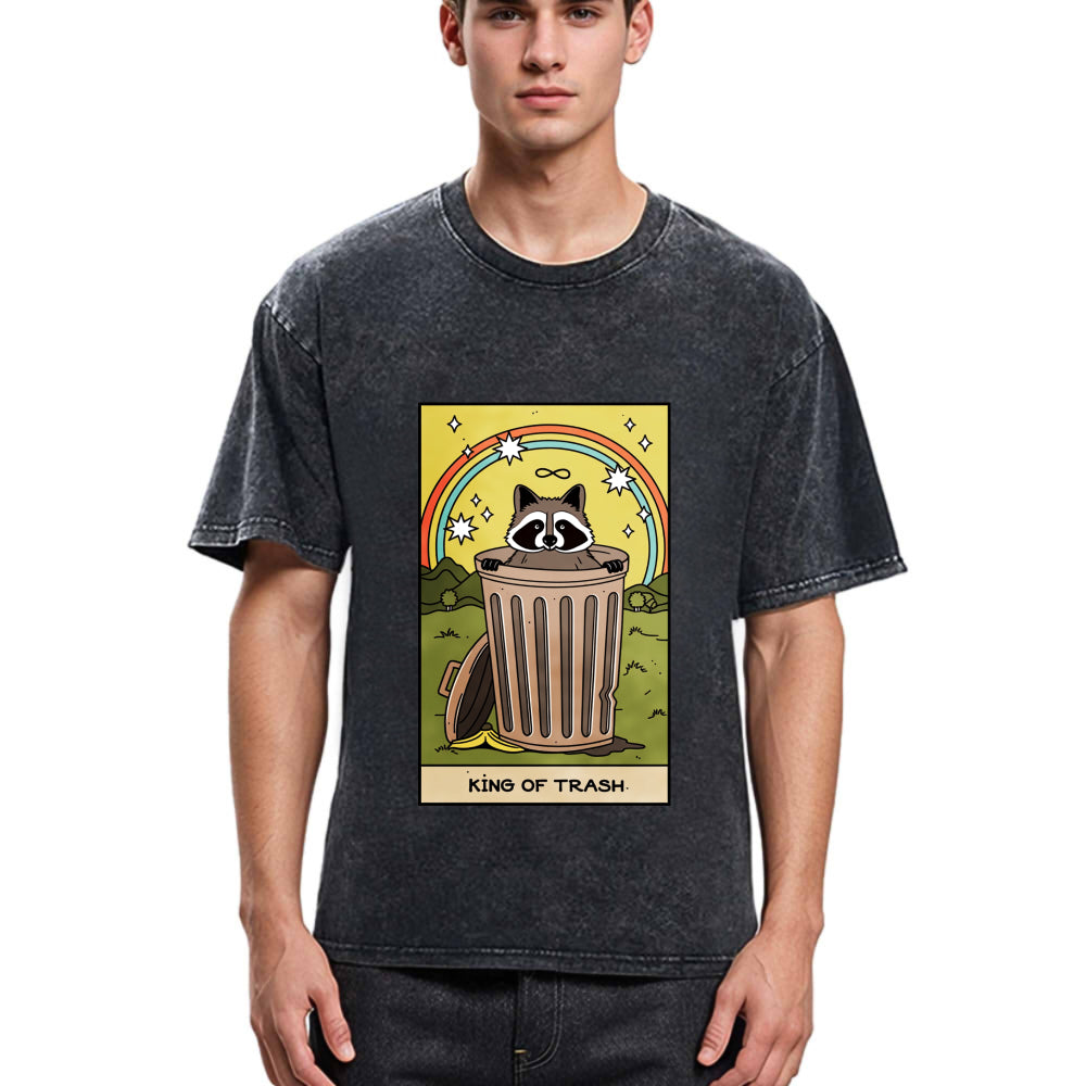 Tokyosol King Of Trash Raccoon Tarot Card Washed T Shirt