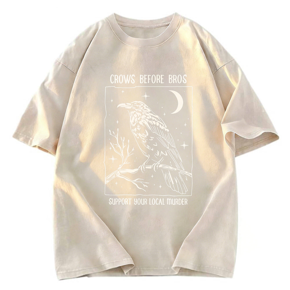Tokyosol Funny Crows Before Bros Washed T Shirt