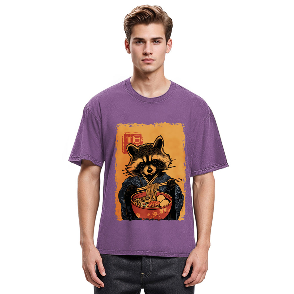 Tokyosol Ramen Obsessed Raccoon Washed T Shirt