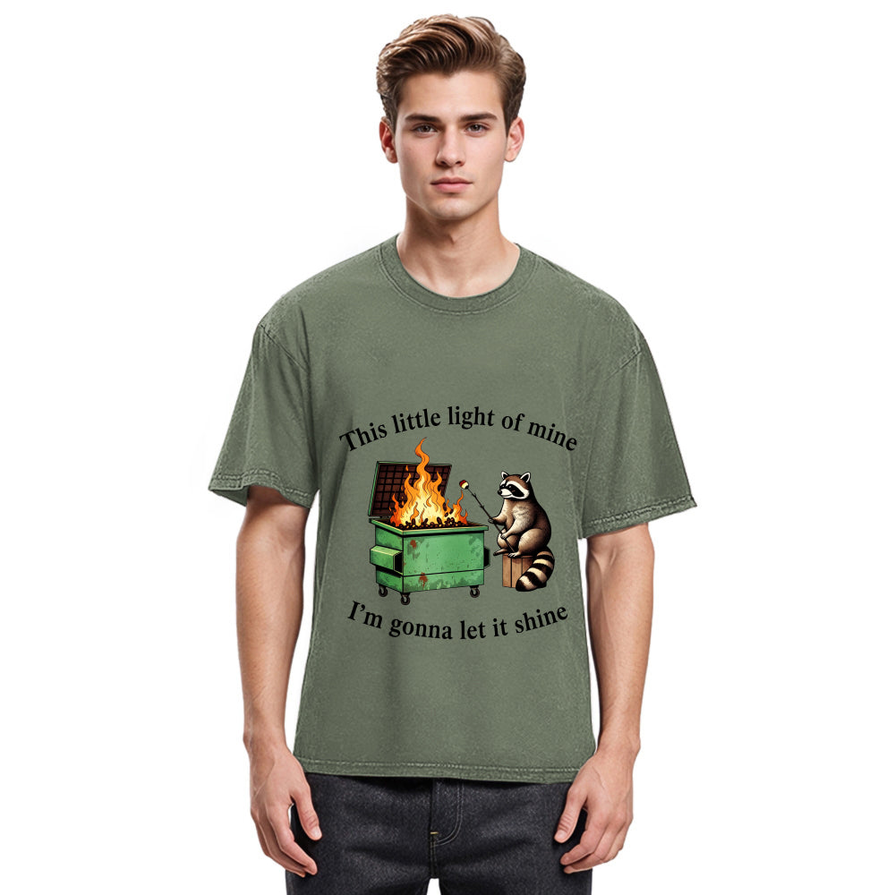 Tokyosol Dumpster Fire Raccoon Washed T Shirt
