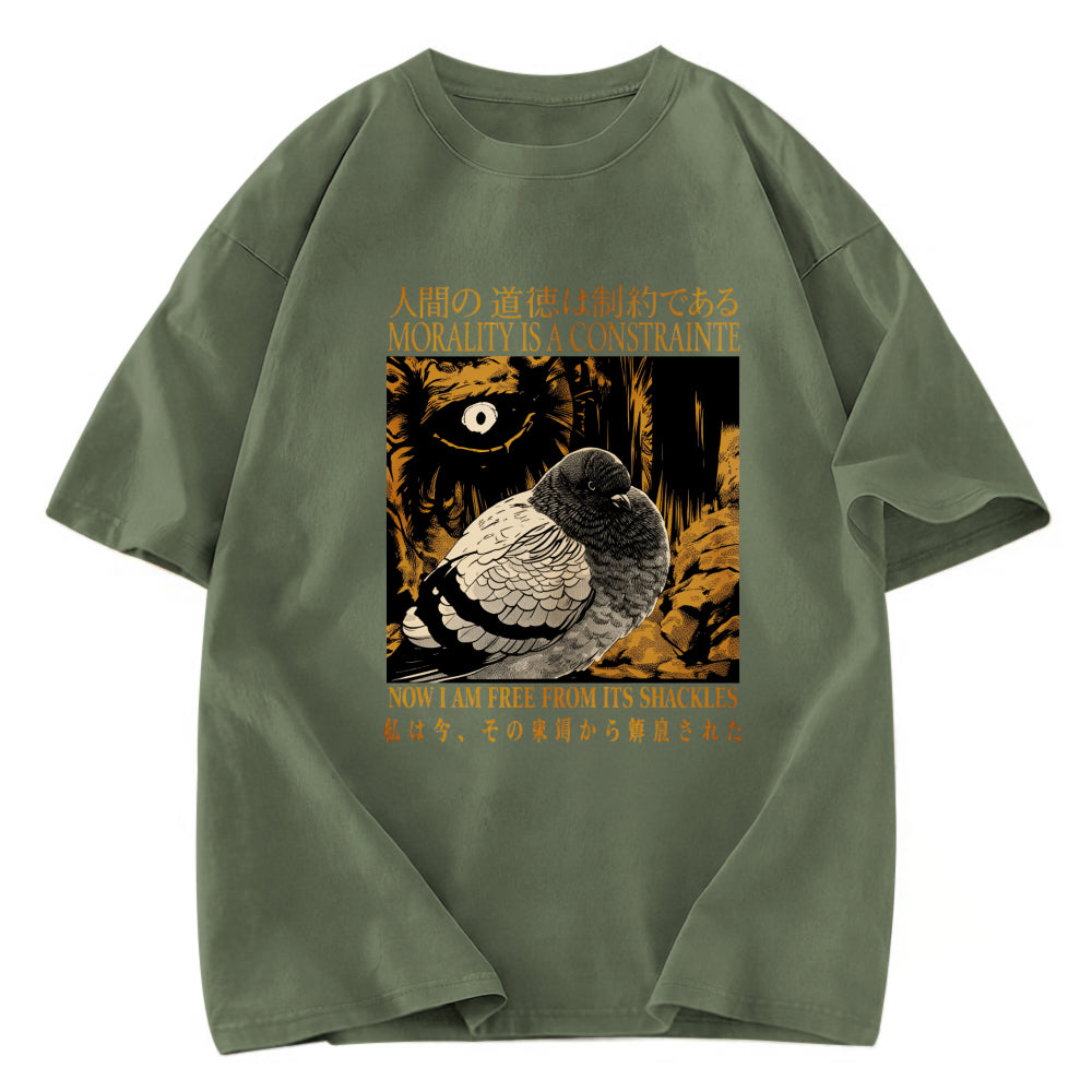 Tokyosol Morality Is A Constraint Funny Pigeon Washed T Shirt