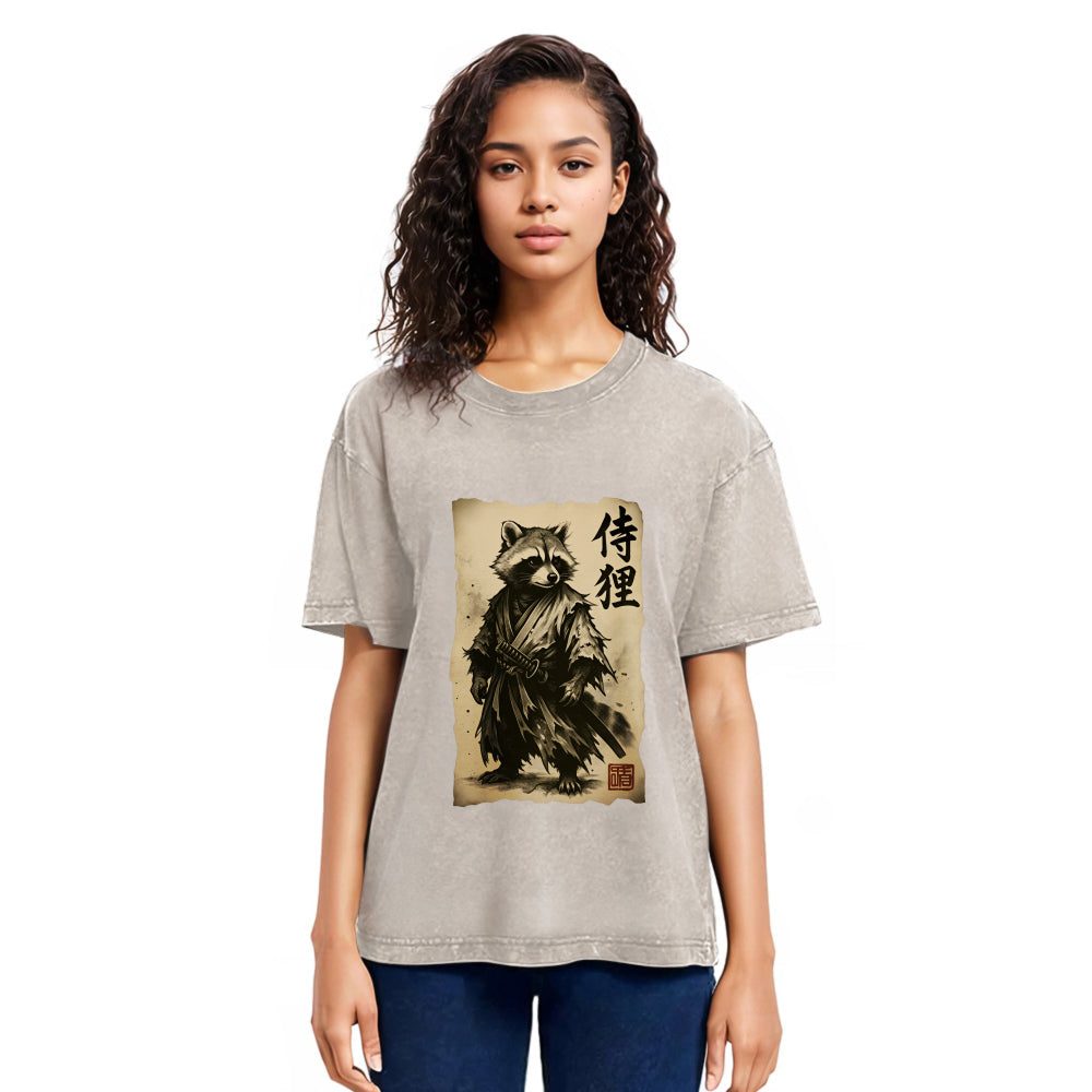 Tokyosol Samurai Raccoon Washed T Shirt