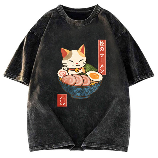 Tokyosol Neko Ramen Washed T Shirt