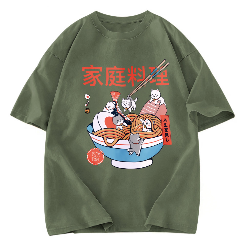 Tokyosol Ramen And Mini Cats Washed T Shirt