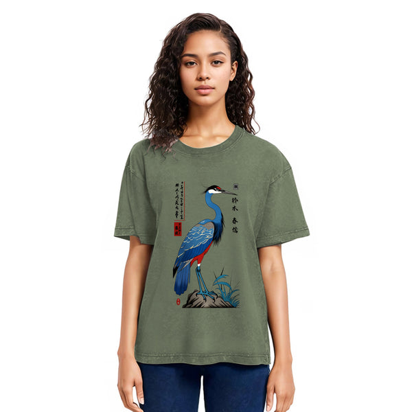 Tokyosol Colorful Crane Washed T Shirt