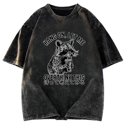 Tokyosol Overthink Raccoon Back Washed T Shirt