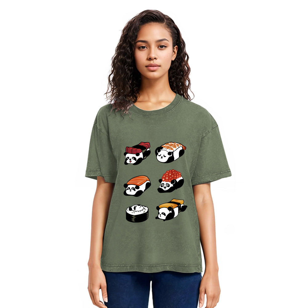 Tokyosol Panda Sushi Washed T Shirt