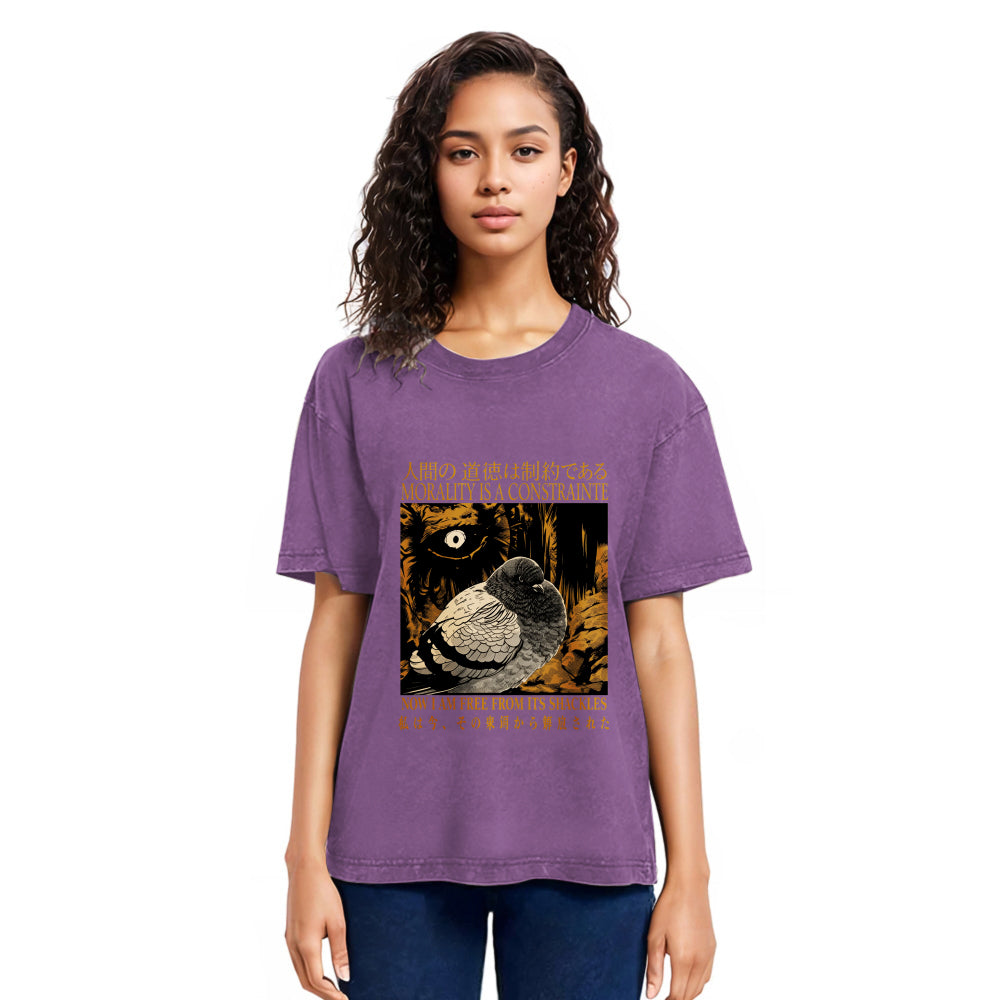 Tokyosol Morality Is A Constraint Funny Pigeon Washed T Shirt