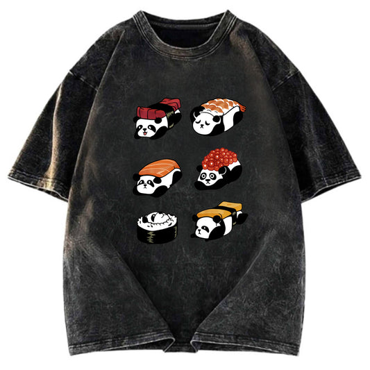 Tokyosol Panda Sushi Washed T Shirt