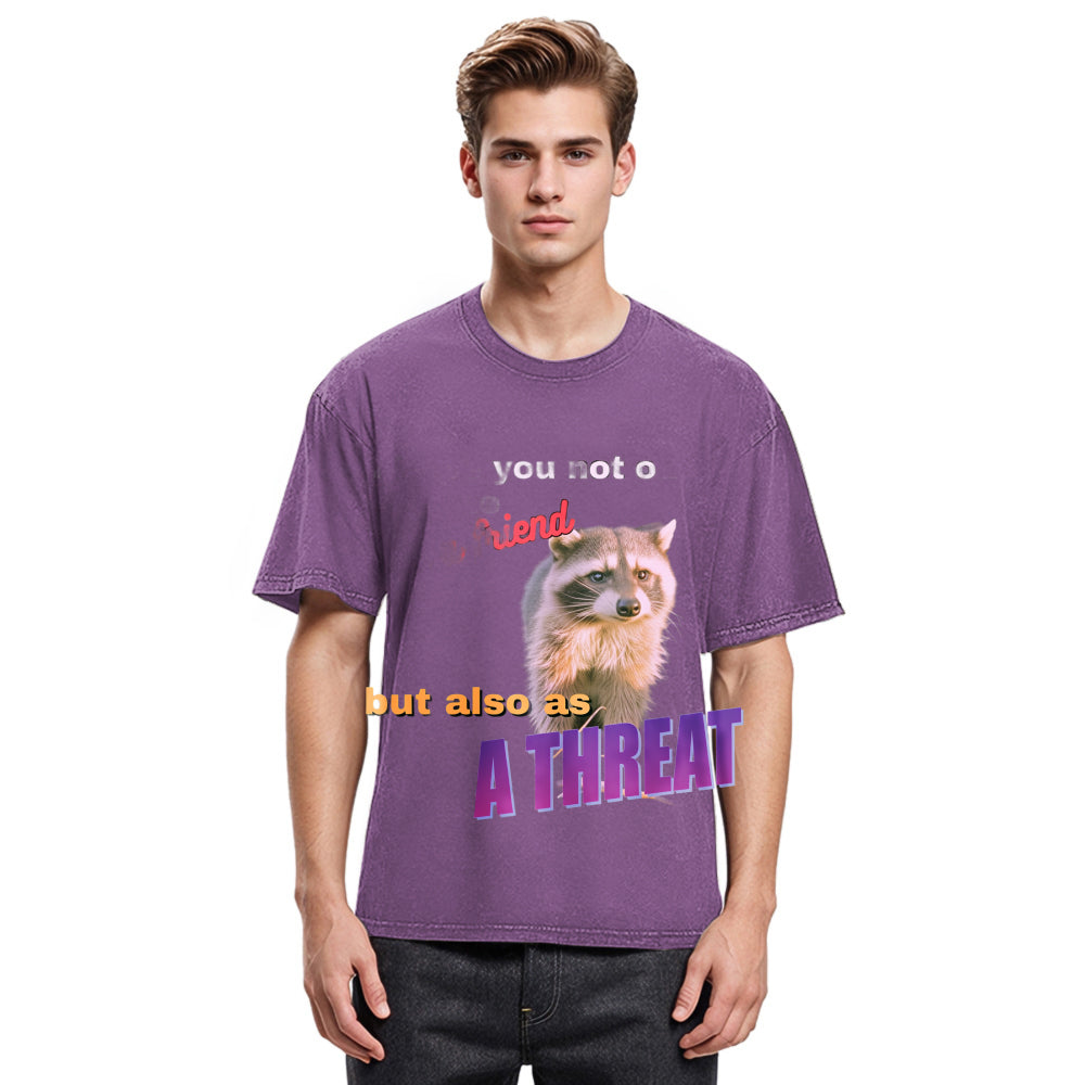 Tokyosol Viral Raccoon Meme Washed T Shirt