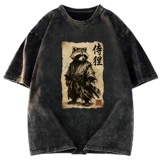 Tokyosol Samurai Raccoon Washed T Shirt