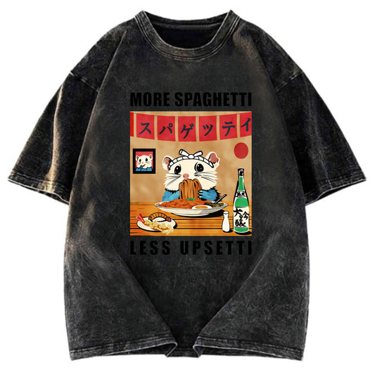 Tokyosol More Spaghetti Less Upsetti Hamster Washed T Shirt