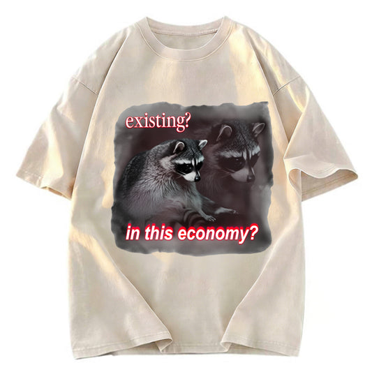 Tokyosol Economy Raccoon Meme Washed T Shirt