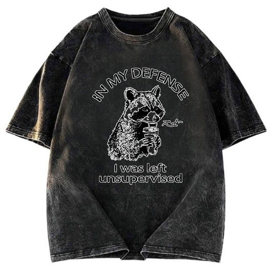 Tokyosol Left Unsupervised Raccoon Washed T Shirt
