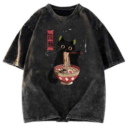 Tokyosol Vintage Japanese Cat Washed T-Shirt