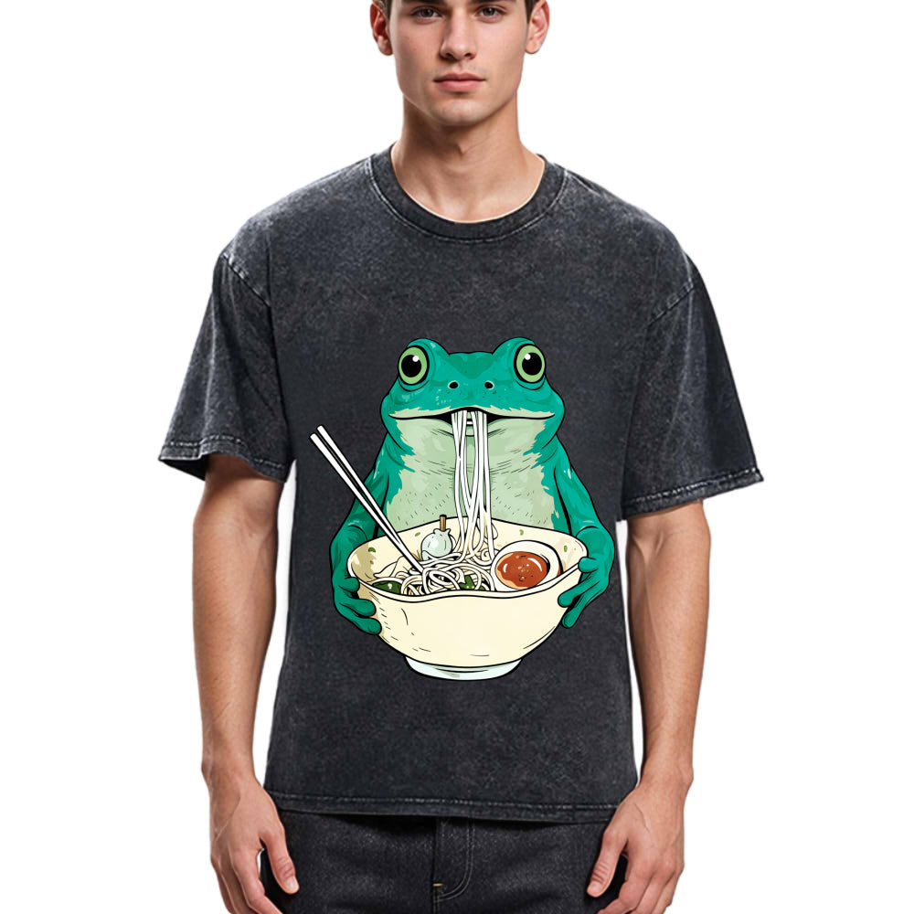 Tokyosol Vintage Frog Ramen Japanes Washed T-Shirt