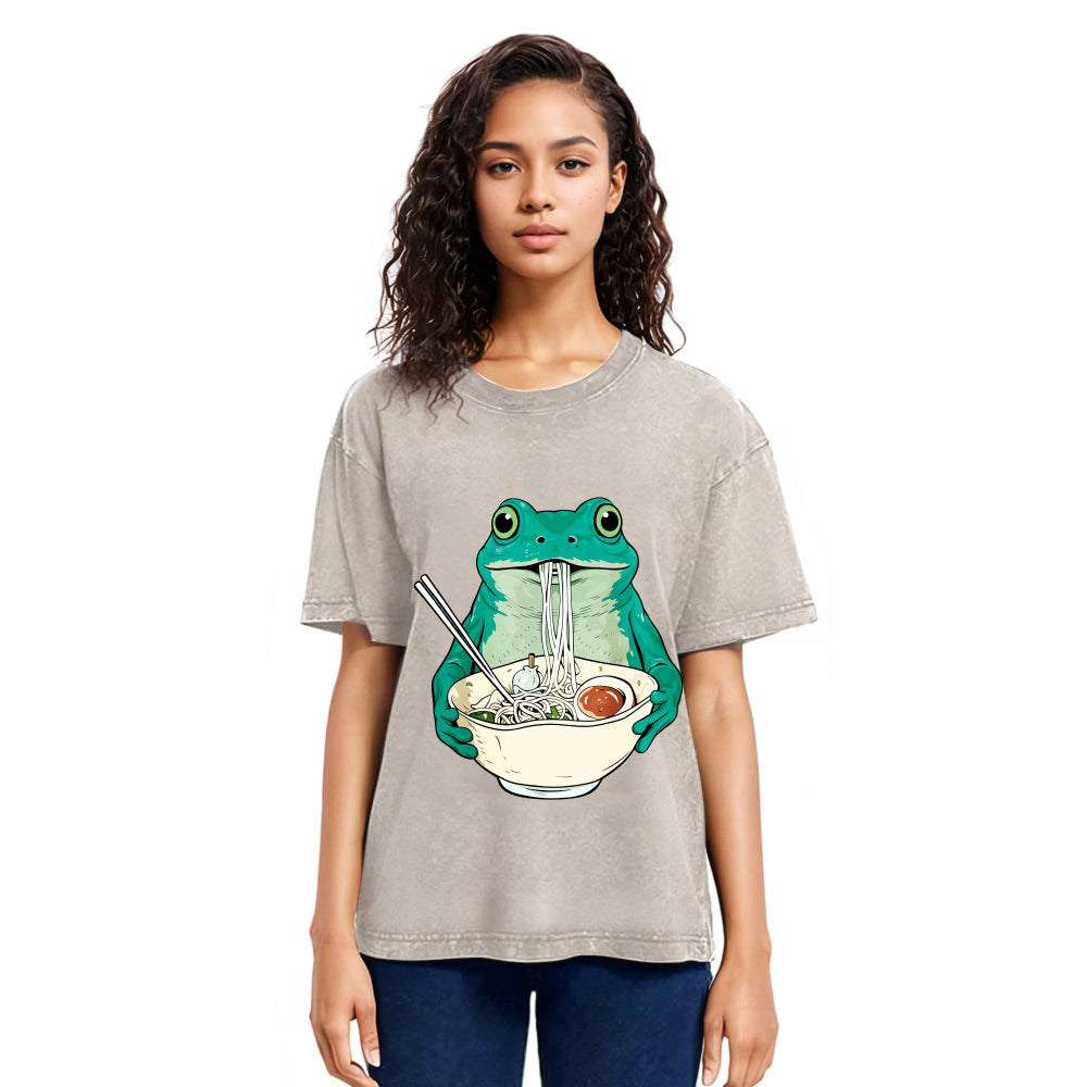 Tokyosol Vintage Frog Ramen Japanes Washed T-Shirt