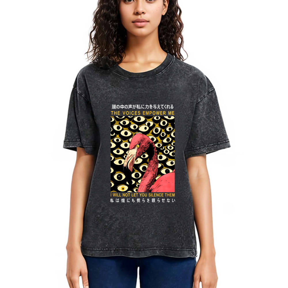Tokyosol The Voices Empower Me Flamingo Washed T Shirt