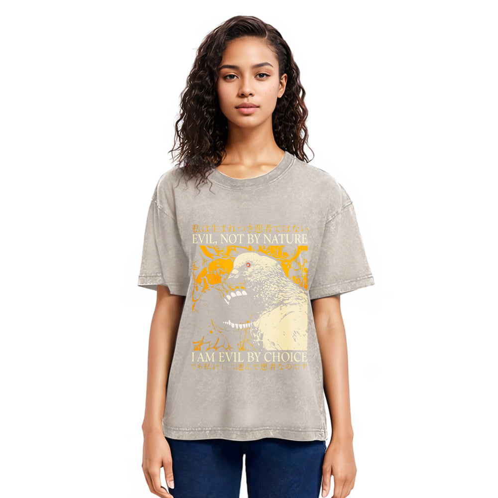 Tokyosol Evil By Choice Funny Japanese Pigeon Washed T Shirt