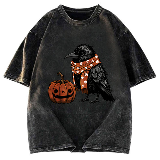 Tokyosol Crow And Pumpkin Back Washed T Shirt